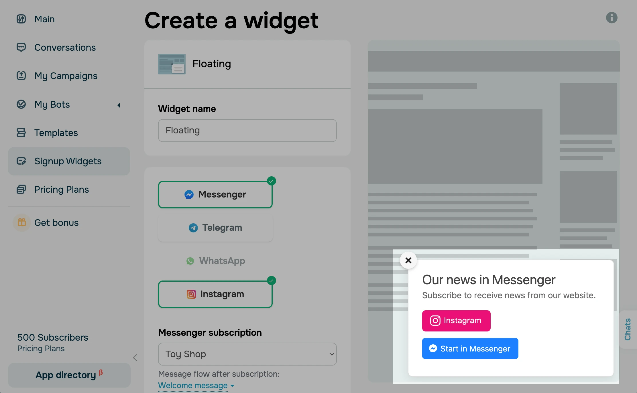 Widget preview Widget preview